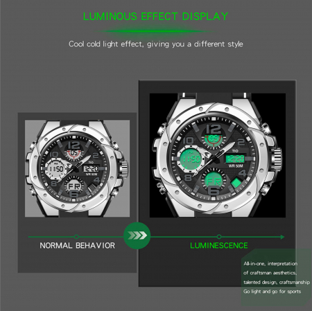Ceas barbatesc TIO Militar Cronograf Digital Sport  Alarma Argintiu [2]