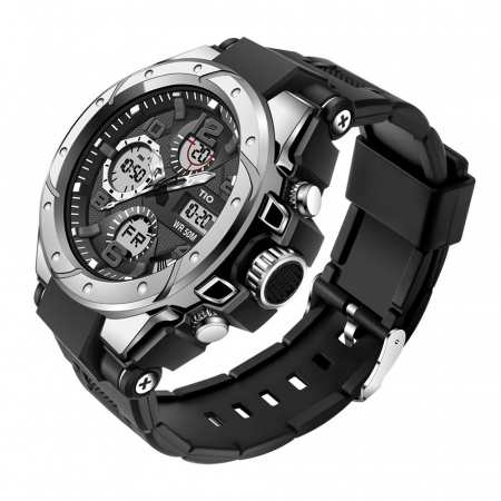 Ceas barbatesc TIO Militar Cronograf Digital Sport  Alarma Argintiu [4]