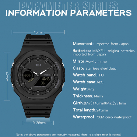 Ceas barbatesc TIO Sport Digital Analog Cronometru Data Alarma [4]