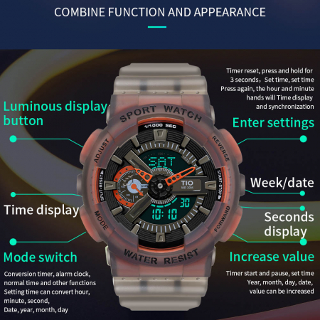 Ceas barbatesc TIO Sport Quartz Analog Digital Silicon [1]