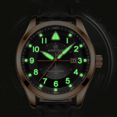 Ceas barbatesc de mana Naviforce Elegant Casual Militar Fashion Piele naturala [5]