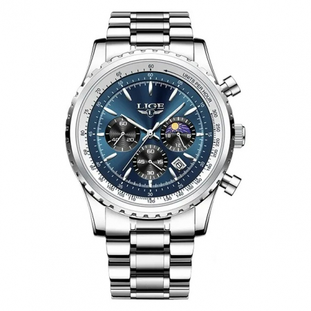 Ceasuri barbatesti - Ceas barbatesc de mana Lige Elegant Fashion Analog Luxury Casual Quartz Argintiu Albastru