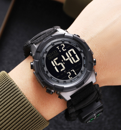 Ceas barbati de mana, Tio, Supravietuire, Cremene foc, Busola, Paracord, Fluier, Lama, Digital, Cronograf, Army, Militar, Sport [3]