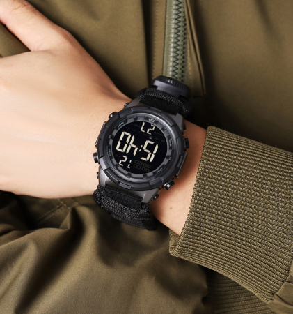 Ceas barbati de mana, Tio, Supravietuire, Cremene foc, Busola, Paracord, Fluier, Lama, Digital, Cronograf, Army, Militar, Sport [2]