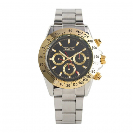 Ceasuri barbatesti - Ceas Bărbați Jaragar 6903 Negru-Auriu – Design Luxyry, Funcții Multiple, Afișaj Săptămânal, Rezistent la Apă 3ATM