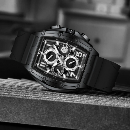 Ceas Bărbați Lige 89110 Negru – Design Casual, Funcții Multiple, Afișaj Luminos, Rezistent la Apă 3ATM [2]