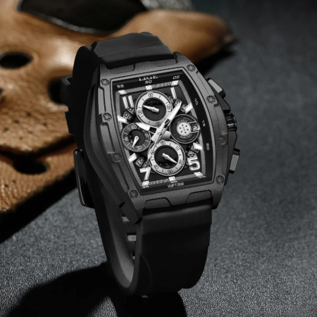 Ceas Bărbați Lige 89110 Negru – Design Casual, Funcții Multiple, Afișaj Luminos, Rezistent la Apă 3ATM [3]