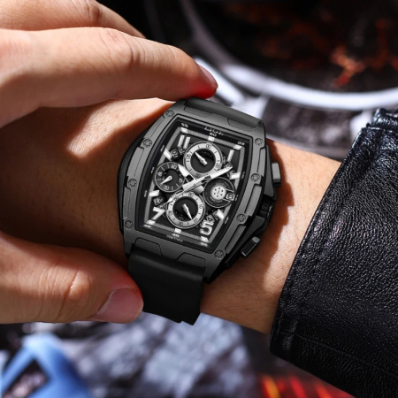 Ceas Bărbați Lige 89110 Negru – Design Casual, Funcții Multiple, Afișaj Luminos, Rezistent la Apă 3ATM [5]