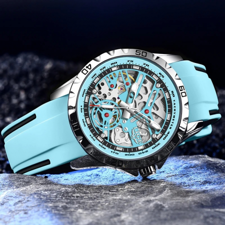 Ceas Bărbați Lige 89118 Cyan – Ceas Mecanic, Design Sport, Funcții Multiple, Afișaj Luminos, Rezistent la Apă 3ATM [4]