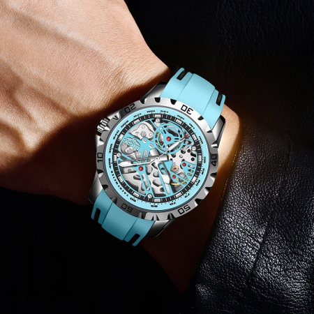 Ceas Bărbați Lige 89118 Cyan – Ceas Mecanic, Design Sport, Funcții Multiple, Afișaj Luminos, Rezistent la Apă 3ATM [3]
