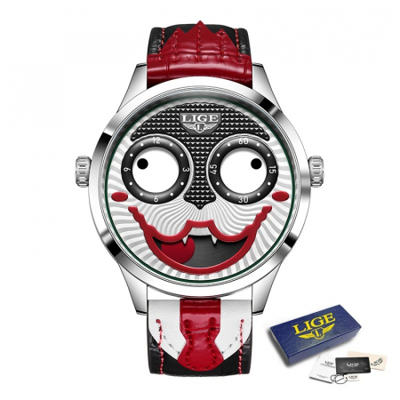 Ceas Bărbați Lige 89160 Argintiu-Rosu – Design Creativ Clown, Funcții Multiple, Afișaj Luminos, Rezistent la Apă 3ATM [7]