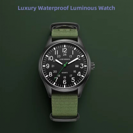 Ceas Bărbați Lige 89178 Negru-Verde – Design Military, Funcții Multiple, Rezistent la Șocuri, Rezistent la Apă 3ATM [6]