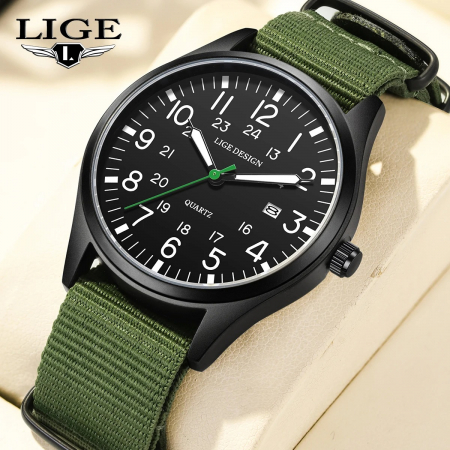 Ceas Bărbați Lige 89178 Negru-Verde – Design Military, Funcții Multiple, Rezistent la Șocuri, Rezistent la Apă 3ATM [1]