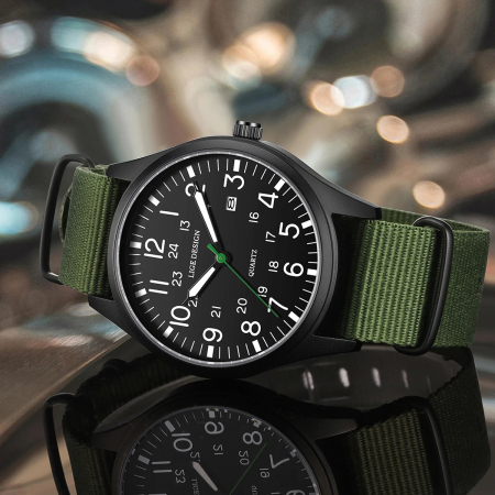 Ceas Bărbați Lige 89178 Negru-Verde – Design Military, Funcții Multiple, Rezistent la Șocuri, Rezistent la Apă 3ATM [2]