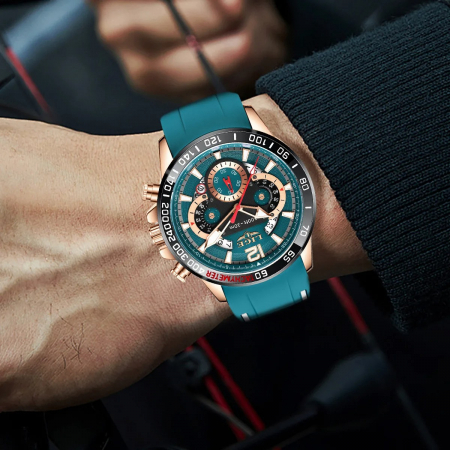 Ceas Bărbați Lige 89213 Rose-Verde – Design Sport, Funcții Multiple, Afișaj Luminos, Rezistent la Apă 3ATM [6]