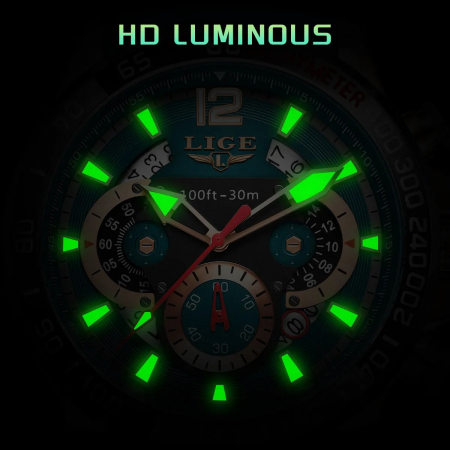 Ceas Bărbați Lige 89213 Rose-Verde – Design Sport, Funcții Multiple, Afișaj Luminos, Rezistent la Apă 3ATM [5]