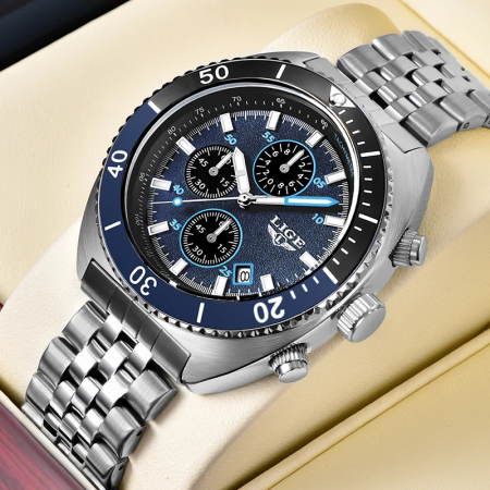 Ceas barbati Lige Quartz Analog Indici luminosi Otel [3]