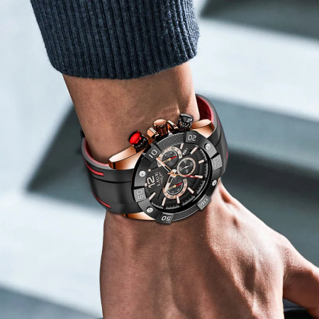 Ceas barbati Lige Elegant Quartz Analog Silicon Cronometru Data Cronograf [3]