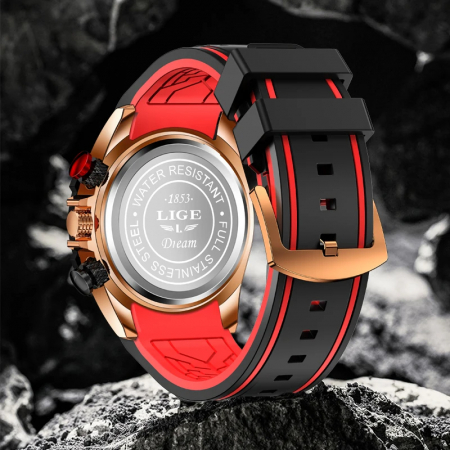 Ceas barbati Lige Elegant Quartz Analog Silicon Cronometru Data Cronograf [6]