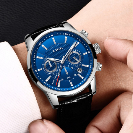 Ceas barbati Lige Elegant Quartz Piele Data [3]