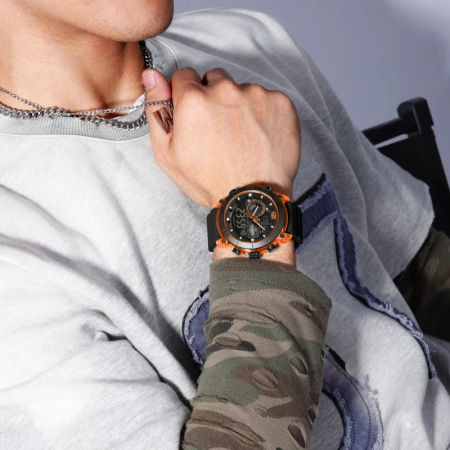 Ceas Bărbați Naviforce 6104 Negru-Portocaliu – Design Sport, Funcții Multiple, Alarmă, Rezistent la Apă 5ATM [1]