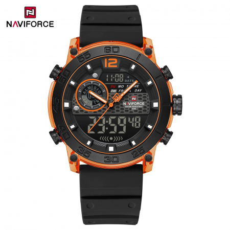 Ceas Bărbați Naviforce 6104 Negru-Portocaliu – Design Sport, Funcții Multiple, Alarmă, Rezistent la Apă 5ATM [3]