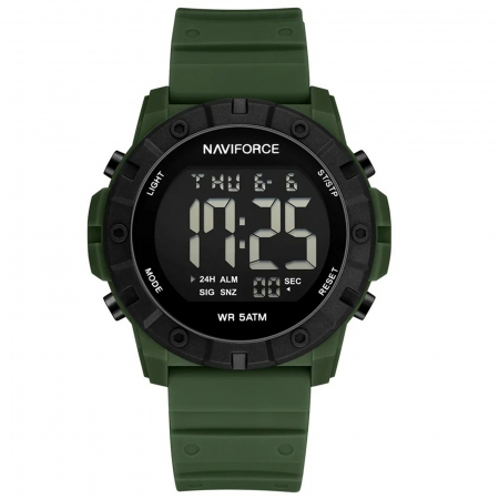 Ceasuri barbatesti - Ceas Bărbați Naviforce 7110 Verde – Design Military, Funcții Multiple, Alarmă, Rezistent la Apă 5ATM