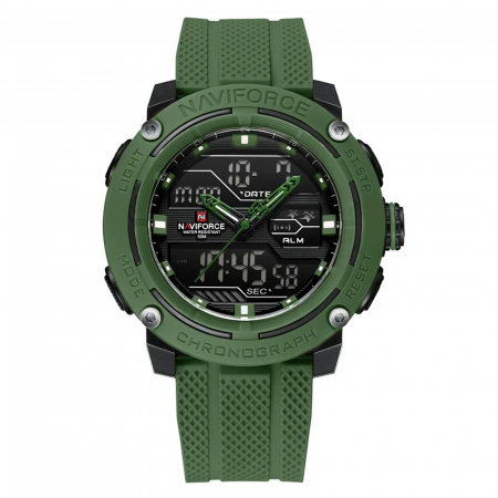 Ceasuri barbatesti - Ceas Bărbați Naviforce 7114 Verde – Funcții Multiple, Design Sport, Cronometru, Rezistent la Apă 5ATM