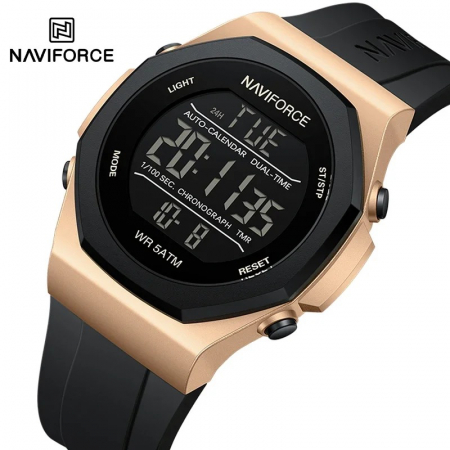Ceas Bărbați Naviforce 7117 Negru-Bej – Funcții Multiple, Design Sport, Rezistent la Șocuri, Rezistent la Apă 5ATM [1]