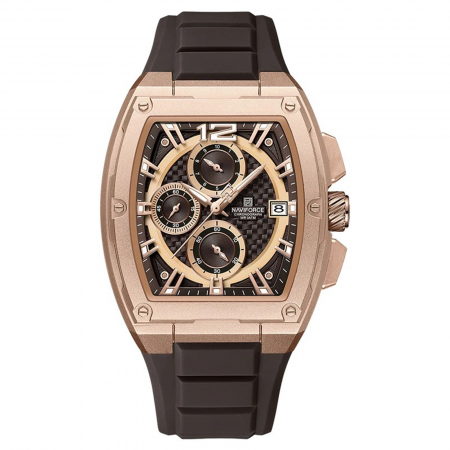 Ceasuri barbatesti - Ceas Bărbați Naviforce 8050 Negru-Rose – Design Sport, Funcții Multiple, Afișare Dată, Rezistent la Apă 3ATM