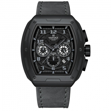 Ceasuri barbatesti - Ceas Bărbați Naviforce 8053 Gri – Funcții Multiple, Design Military, Shockproof, Rezistent la Apă 3ATM