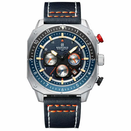 Ceasuri barbatesti - Ceas Bărbați Naviforce 8057 Albastru – Design Casual, Funcții Multiple, Cronograf, Rezistent la Apă 3ATM