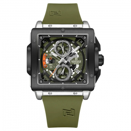 Ceasuri barbatesti - Ceas Bărbați Naviforce 8064 Verde – Funcții Multiple, Design Casual, Cronometru, Rezistent la Apă 3ATM