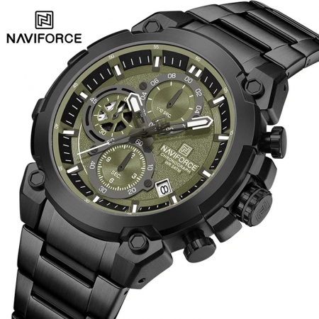 Ceas Bărbați Naviforce 8071 Negru-Verde – Funcții Multiple, Design Business, Shockproof, Rezistent la Apă 3ATM [1]