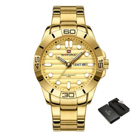 Ceas barbati Naviforce Afisare data Quartz Complet auriu [1]
