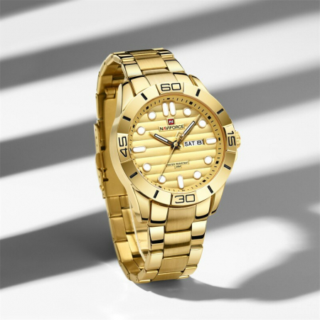 Ceas barbati Naviforce Afisare data Quartz Complet auriu [2]