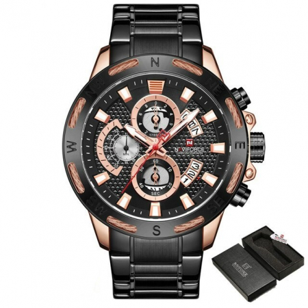 Ceas barbati Naviforce Analog Afisare data Indici fosforescenti Negru [3]