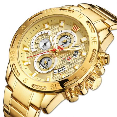 Ceas barbati Naviforce Analog Afisare data Indici fosforescenti Auriu [1]