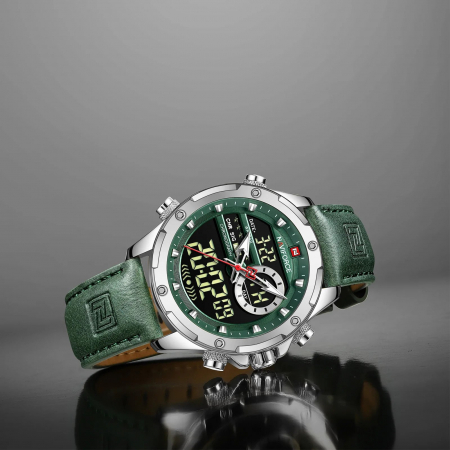 Ceas barbati Naviforce Cronograf Casual Analog Digital Quartz Piele Verde [1]