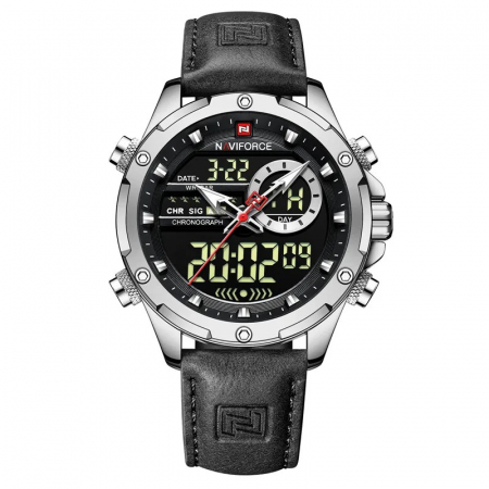 Ceasuri barbatesti - Ceas barbati Naviforce Cronograf Casual Analog Digital Quartz Piele Negru