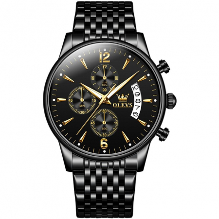 Ceasuri barbatesti - Ceas barbati Nibosi Quartz Cronograf Analog Business Casual Fashion Negru
