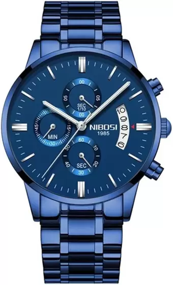 Ceasuri barbatesti - Ceas barbati Nibosi Data Otel Analog  Quartz Albastru