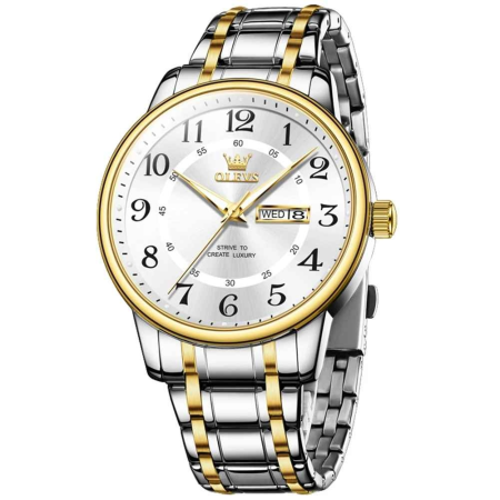 Ceasuri barbatesti - Ceas Bărbați OLEVS 2891 Luxury Quartz, 40mm, Curea Oțel Inoxidabil, Luminous, 30M Waterproof, Elegant Business