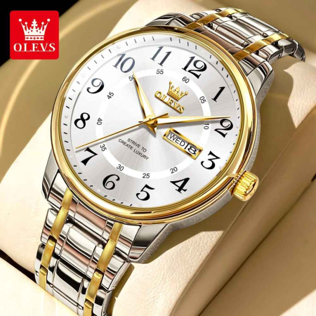 Ceas Bărbați OLEVS 2891 Luxury Quartz, 40mm, Curea Oțel Inoxidabil, Luminous, 30M Waterproof, Elegant Business [2]