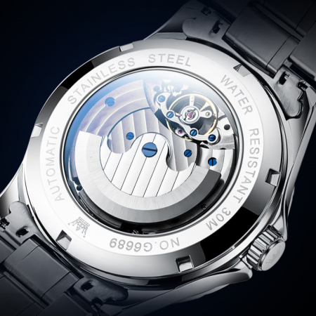 Ceas barbati Olevs Analog Mecanic Automatic Business Otel Argintiu Indici luminosi [2]