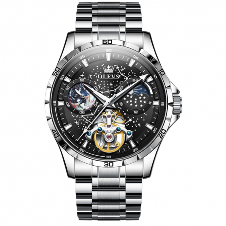 Ceasuri barbatesti - Ceas barbati Olevs Analog Mecanic Automatic Business Otel Argintiu Indici luminosi