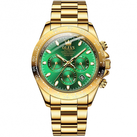 Ceasuri barbatesti - Ceas barbati Olevs Mecanic automatic Analog Cronograf Otel Auriu Data