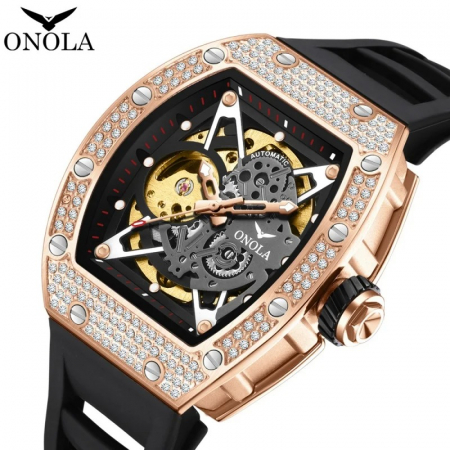 Ceas Bărbați Onola 3838 Rose-Negru – Mecanic, Design Luxury, Luminos, Rezistent la Apă 3ATM [1]