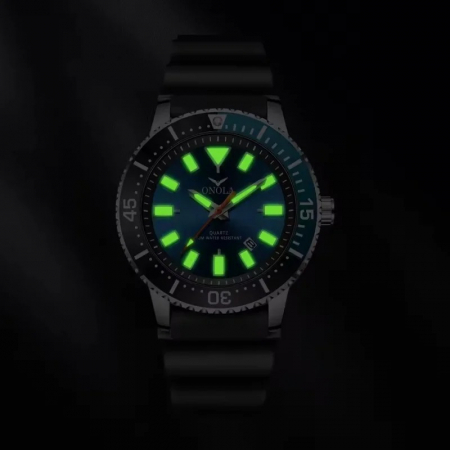 Ceas Bărbați Onola 3850 Negru-Cyan – Design Casual, Quartz, Luminos, Rezistent la Apă 3ATM [2]