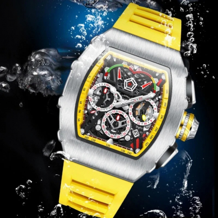 Ceas Bărbați Onola 6827 Galben – Design Sport, Luminos, Funcții Multiple, Cronograf, Rezistent la Apă 3ATM [2]